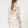 Bluse i mønstret chiffon, hvid Bluse i mønstret chiffon, hvid