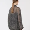 Bluse i printet chiffon, sort Bluse i printet chiffon, sort