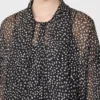 Bluse i printet chiffon, sort Bluse i printet chiffon, sort