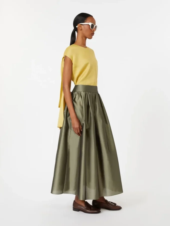 Bluse i ramie-canvas, lysegul Bluse i ramie-canvas, lysegul