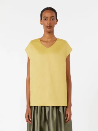 Bluse i ramie-canvas, lysegul