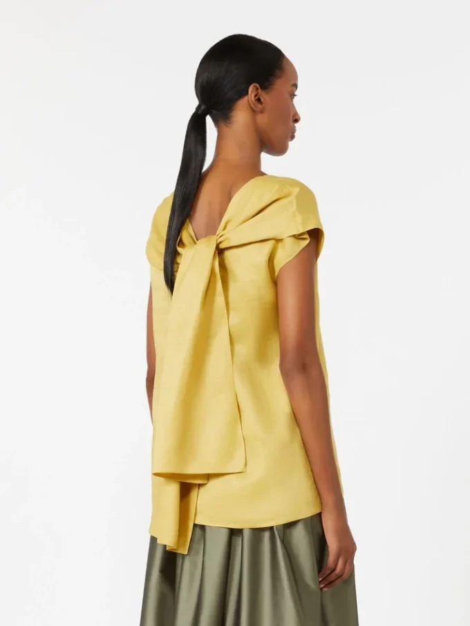 Bluse i ramie-canvas, lysegul Bluse i ramie-canvas, lysegul