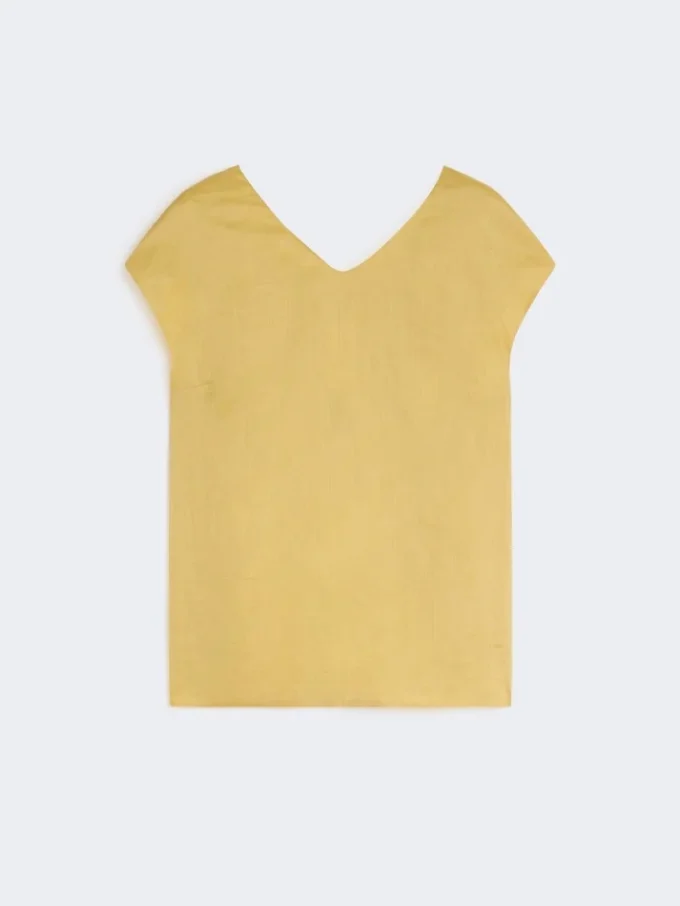 Bluse i ramie-canvas, lysegul Bluse i ramie-canvas, lysegul