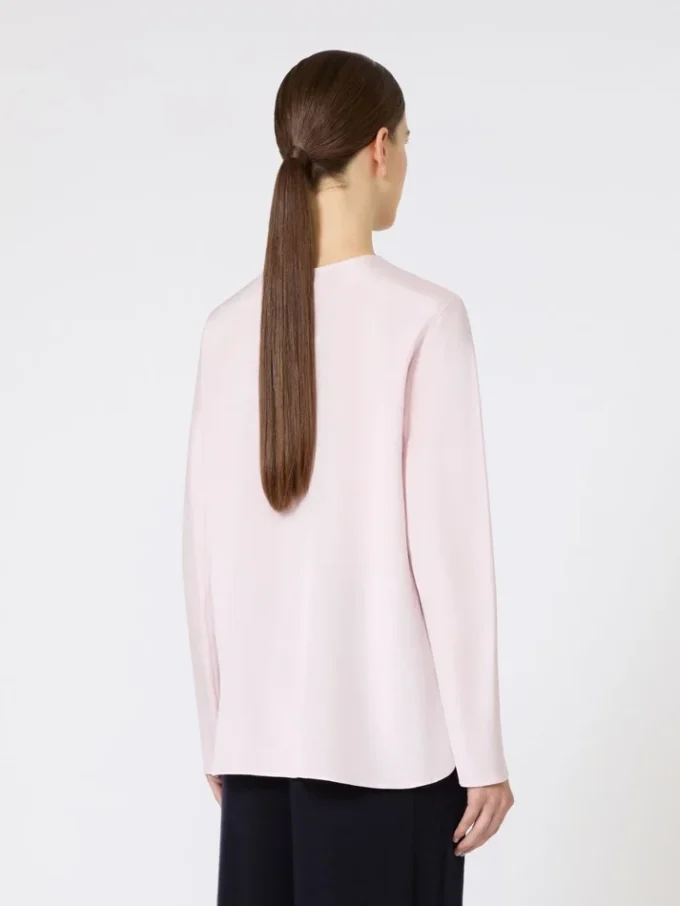 Bluse i silke crepe de chine, lyserød Bluse i silke crepe de chine, lyserød