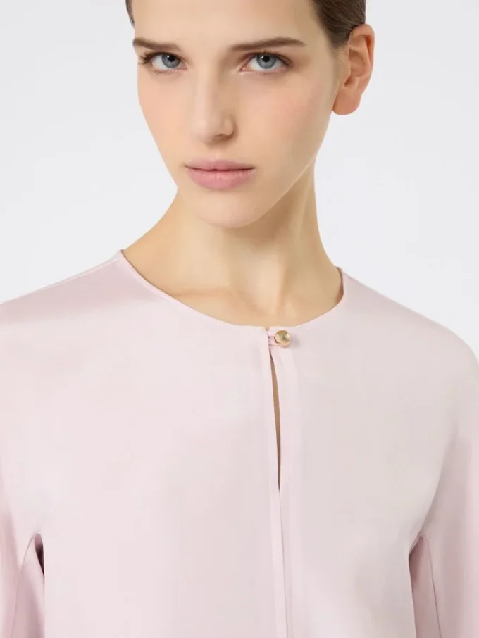 Bluse i silke crepe de chine, lyserød Bluse i silke crepe de chine, lyserød
