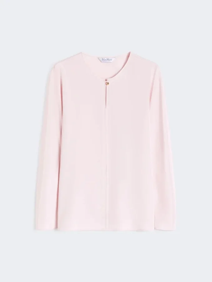 Bluse i silke crepe de chine, lyserød Bluse i silke crepe de chine, lyserød