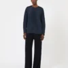 Bluse i silke crepe de chine, ultramarin Bluse i silke crepe de chine, ultramarin