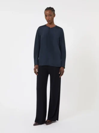 Bluse i silke crepe de chine, ultramarin