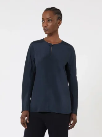 Bluse i silke crepe de chine, ultramarin