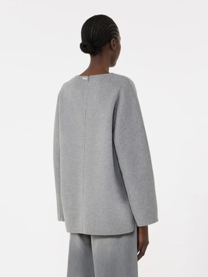 Bluse i uldbroadcloth, mellemgrå