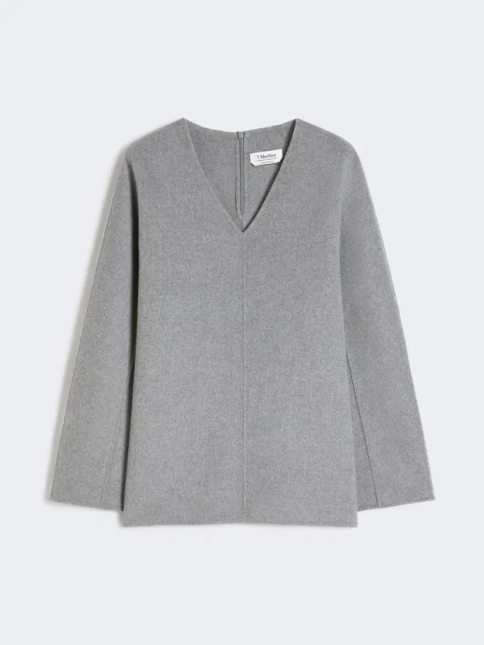 Bluse i uldbroadcloth, mellemgrå