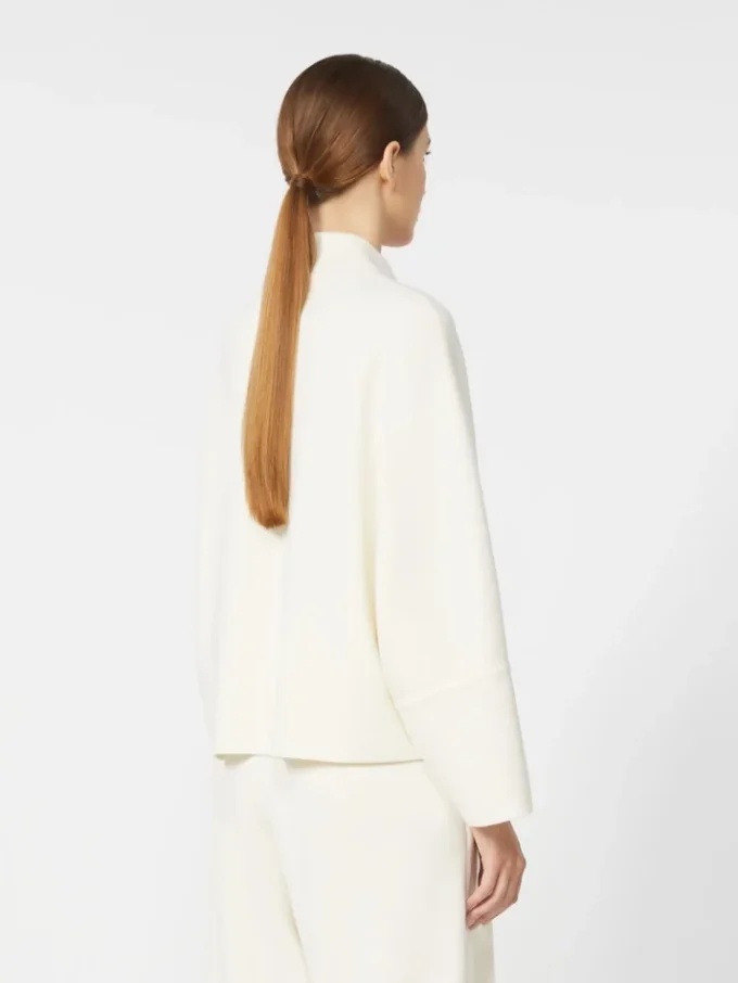 Boksformet cardigan i uld, silke Boksformet cardigan i uld, silke