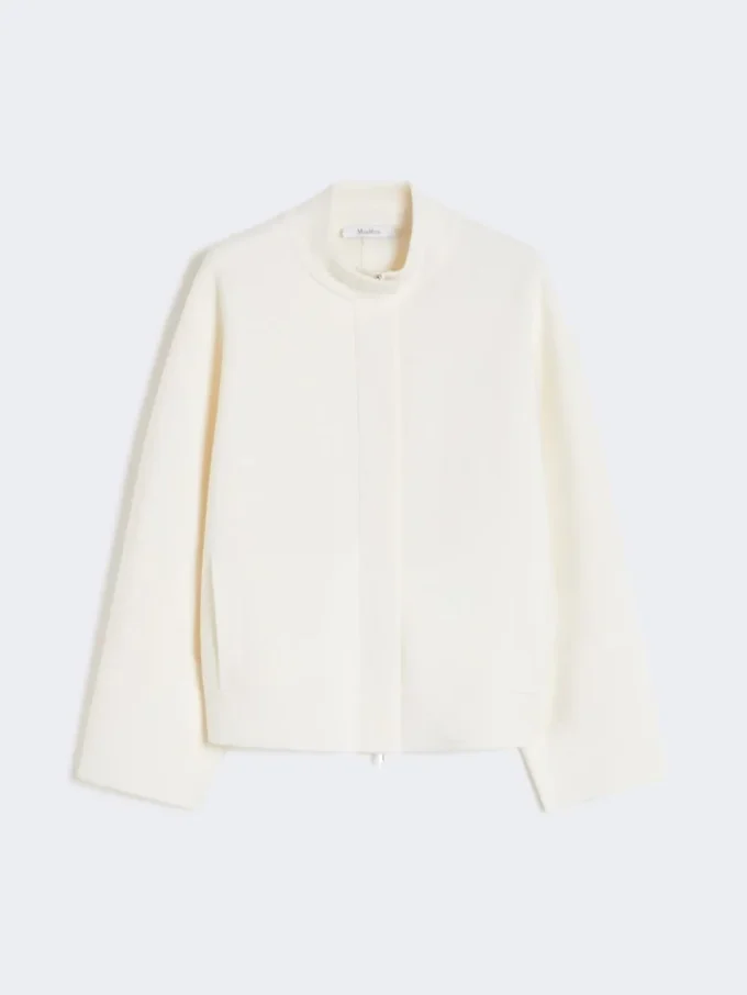 Boksformet cardigan i uld, silke Boksformet cardigan i uld, silke