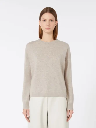 Boksformet sweater i uld og kashmir, beige