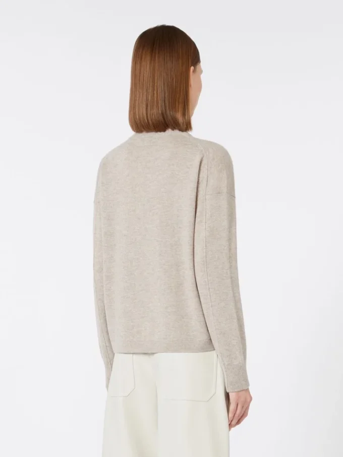 Boksformet sweater i uld og kashmir, beige Boksformet sweater i uld og kashmir, beige