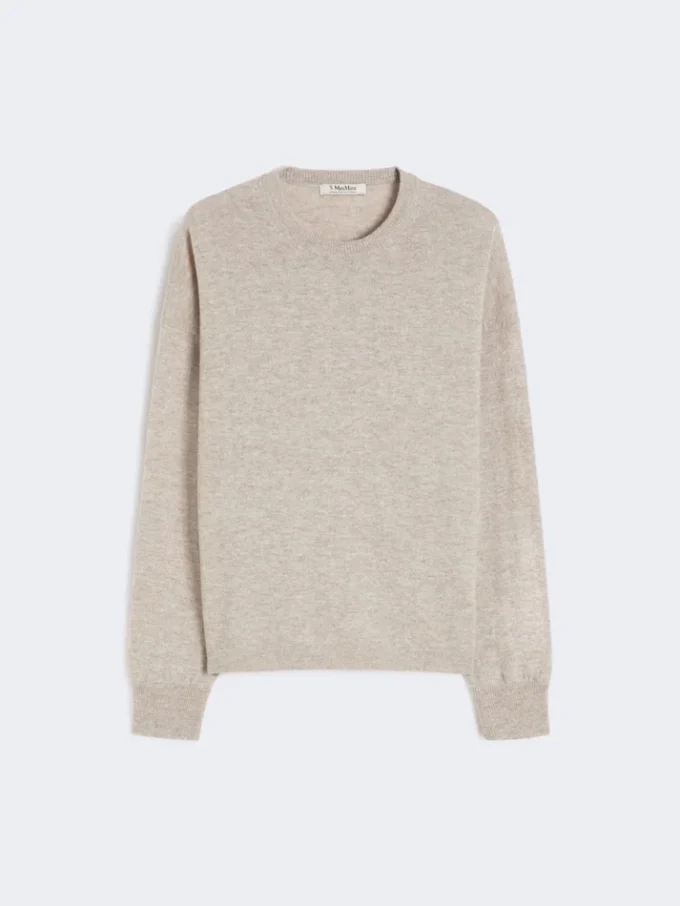 Boksformet sweater i uld og kashmir, beige Boksformet sweater i uld og kashmir, beige
