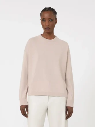 Boksformet sweater i uld og kashmir, farve: pudder