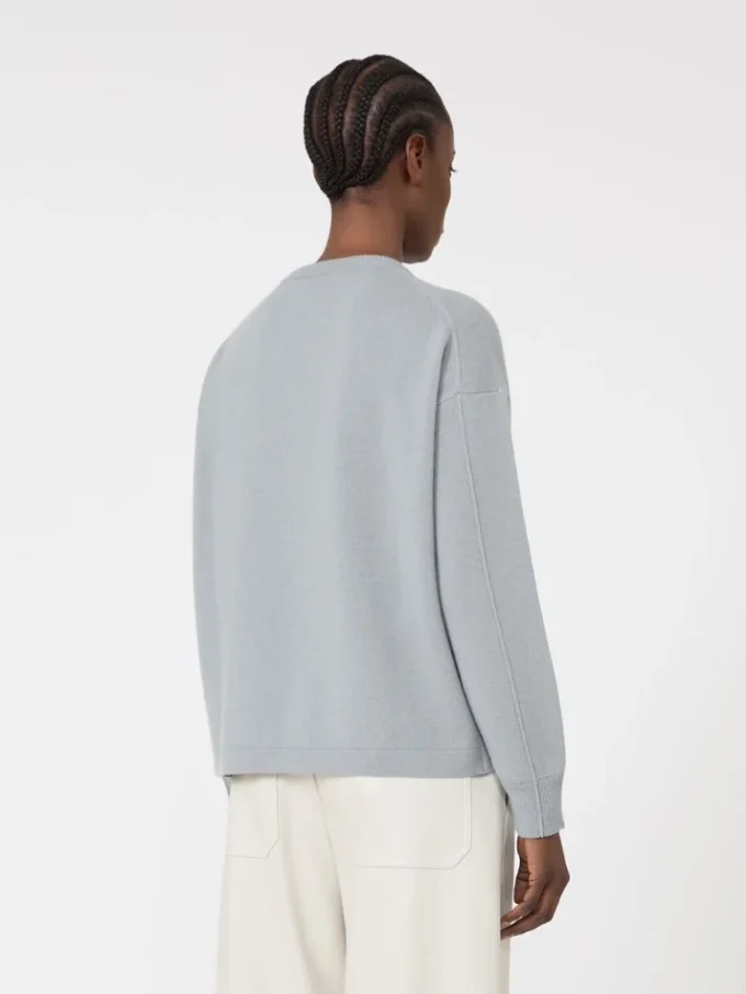 Boksformet sweater i uld og kashmir, lyseblå Boksformet sweater i uld og kashmir, lyseblå