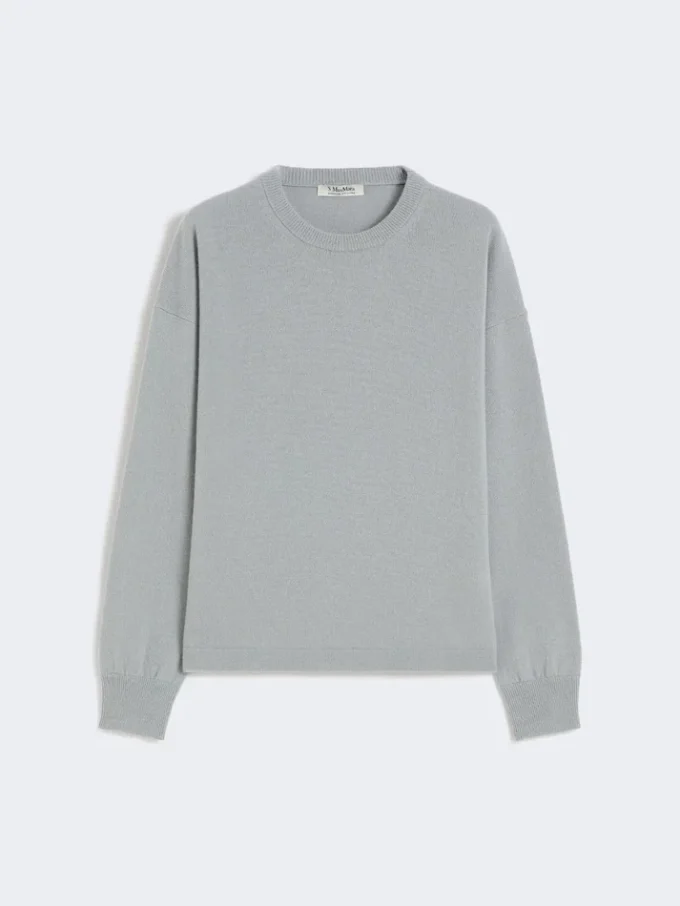 Boksformet sweater i uld og kashmir, lyseblå Boksformet sweater i uld og kashmir, lyseblå