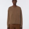 Boksformet sweater i uld og kashmir, mudderfarve Boksformet sweater i uld og kashmir, mudderfarve