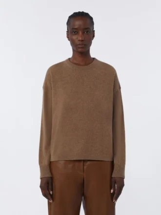 Boksformet sweater i uld og kashmir, mudderfarve