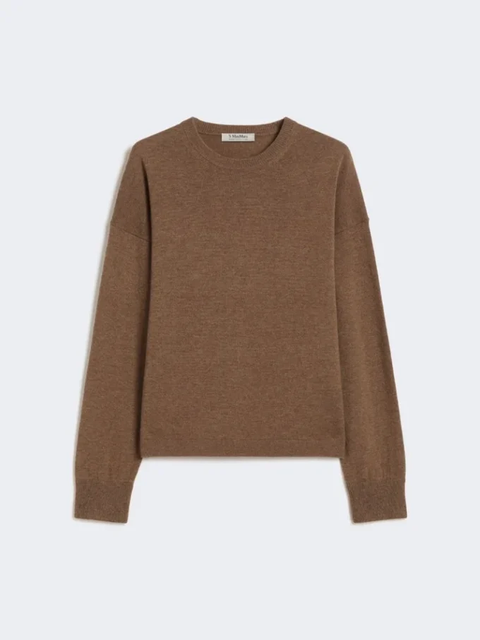 Boksformet sweater i uld og kashmir, mudderfarve Boksformet sweater i uld og kashmir, mudderfarve