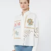 Bomuldsbluse med blonder og broderier, hvid Bomuldsbluse med blonder og broderier, hvid