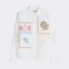 Bomuldsbluse med blonder og broderier, hvid Bomuldsbluse med blonder og broderier, hvid