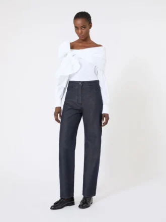 Bomuldsbukser i denim-look, midnatsblå