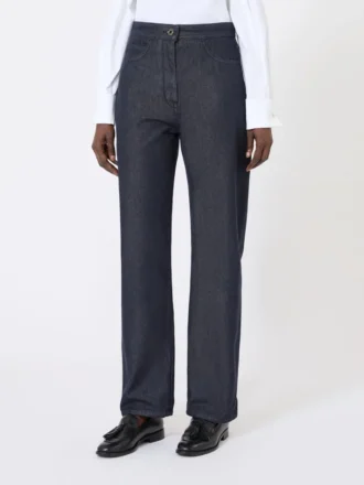 Bomuldsbukser i denim-look, midnatsblå