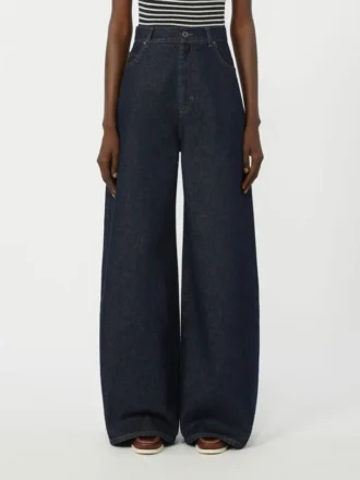 Bomuldsdenim-jeans med brede ben, marineblå