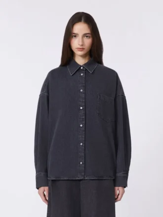 Bomuldsdenimskjorte, sort