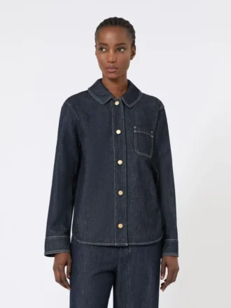 Bomuldsdenimskjorte, ultramarin