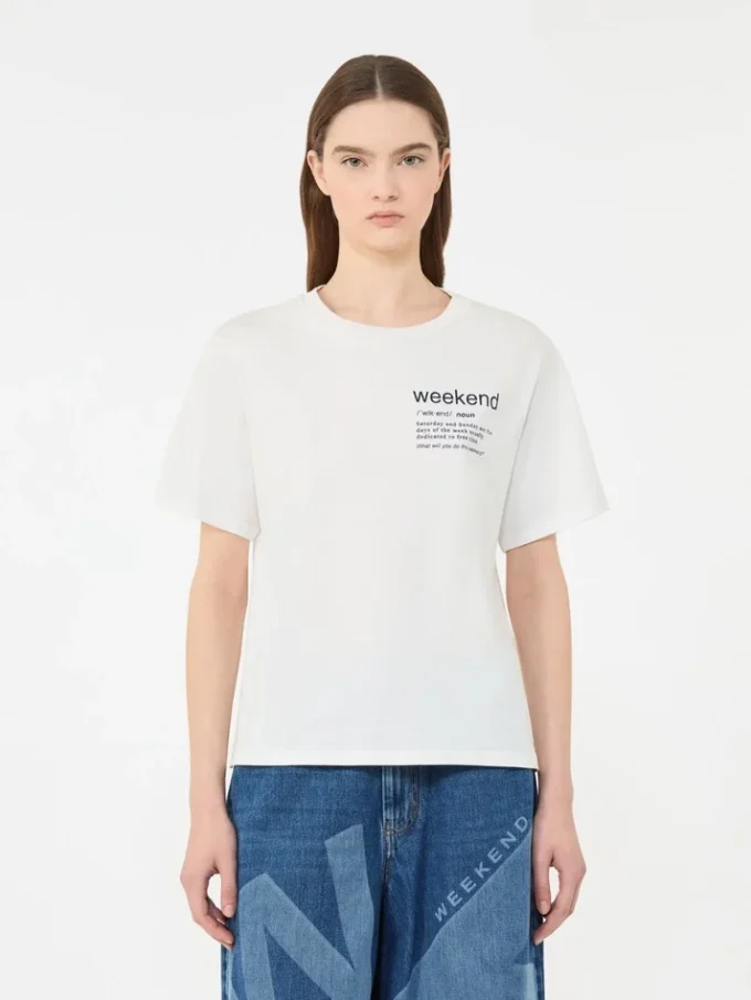Bomuldst-shirt med grafisk print, hvid Bomuldst-shirt med grafisk print, hvid