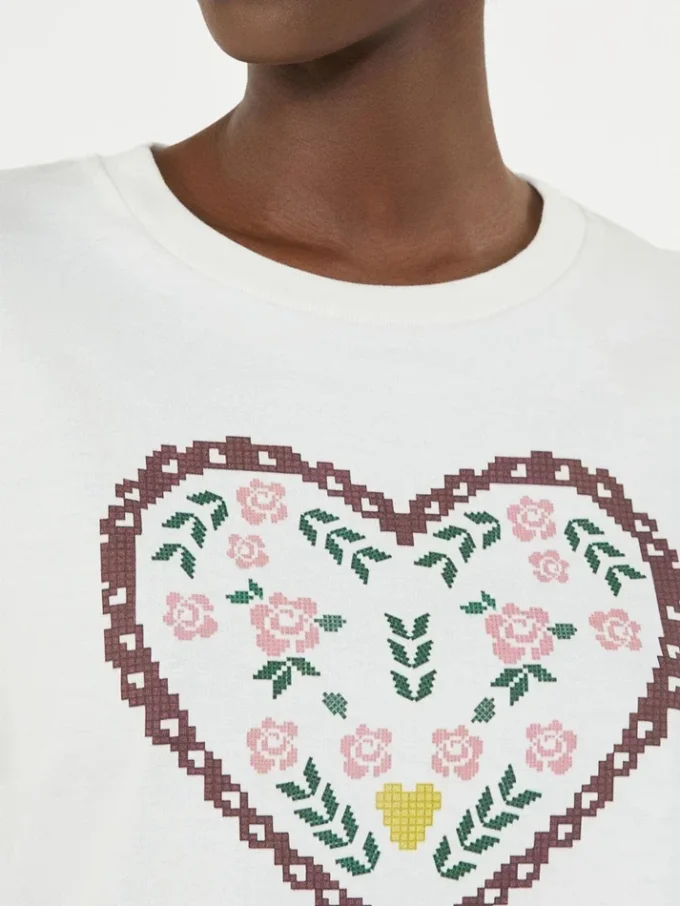 Bomuldst-shirt med grafisk print, hvid Bomuldst-shirt med grafisk print, hvid