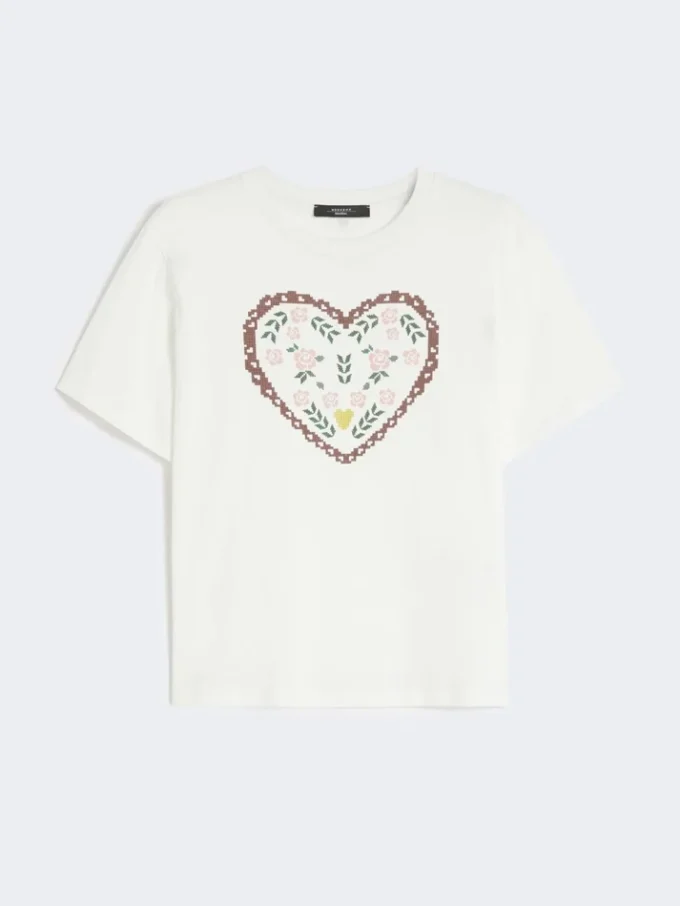 Bomuldst-shirt med grafisk print, hvid Bomuldst-shirt med grafisk print, hvid