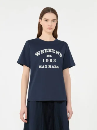 Bomuldst-shirt med grafisk print, marineblå