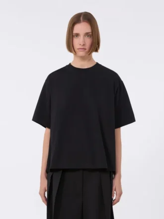Bomuldst-shirt med plisseret ryg, sort
