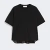 Bomuldst-shirt med plisseret ryg, sort Bomuldst-shirt med plisseret ryg, sort