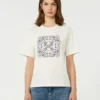 Bomuldst-shirt med print og broderi, hvid Bomuldst-shirt med print og broderi, hvid