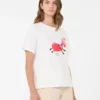 Bomuldst-shirt med print og broderi, hvid Bomuldst-shirt med print og broderi, hvid