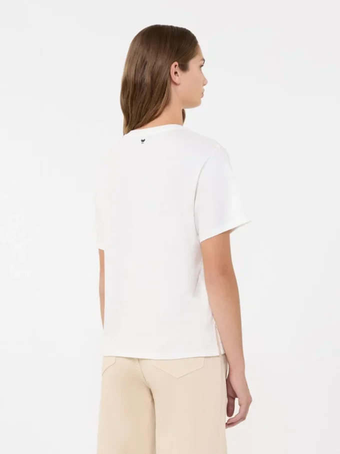 Bomuldst-shirt med print og broderi, hvid Bomuldst-shirt med print og broderi, hvid