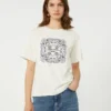Bomuldst-shirt med print og broderi, hvid Bomuldst-shirt med print og broderi, hvid