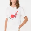 Bomuldst-shirt med print og broderi, hvid Bomuldst-shirt med print og broderi, hvid