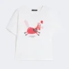 Bomuldst-shirt med print og broderi, hvid Bomuldst-shirt med print og broderi, hvid