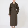 Bred vandafvisende trenchcoat i twill, grøn Bred vandafvisende trenchcoat i twill, grøn