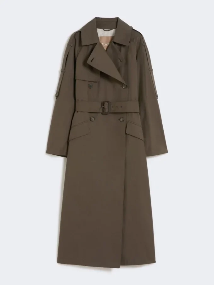 Bred vandafvisende trenchcoat i twill, grøn Bred vandafvisende trenchcoat i twill, grøn