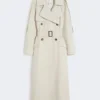 Bred vandafvisende trenchcoat i twill, naturfarvet Bred vandafvisende trenchcoat i twill, naturfarvet