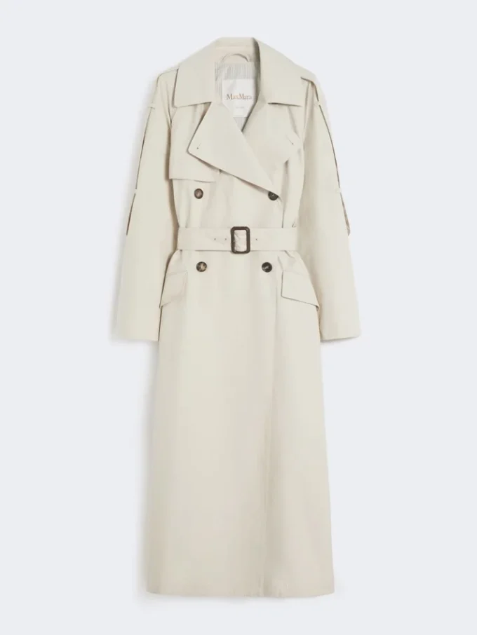 Bred vandafvisende trenchcoat i twill, naturfarvet Bred vandafvisende trenchcoat i twill, naturfarvet