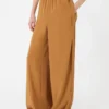 – brede bukser i envers-satin, karamel – brede bukser i envers-satin, karamel